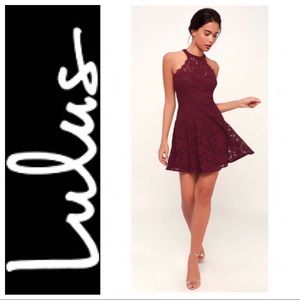 Lulu’s Burgundy Lace Skater Dress